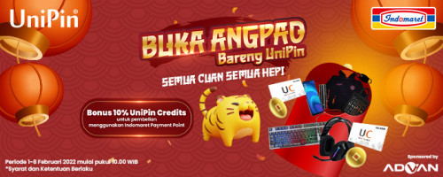 Buka Angpao Bareng UniPin – Bonus 10% UniPin Credits untuk pengguna Indomaret Payment Point